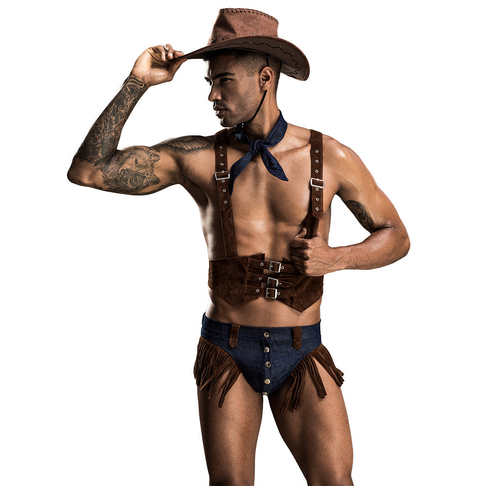 Mens Sexy Lingerie Set Role Play Cowboy Boy Uniform Night Club Costume  Outfit – URGLANCE