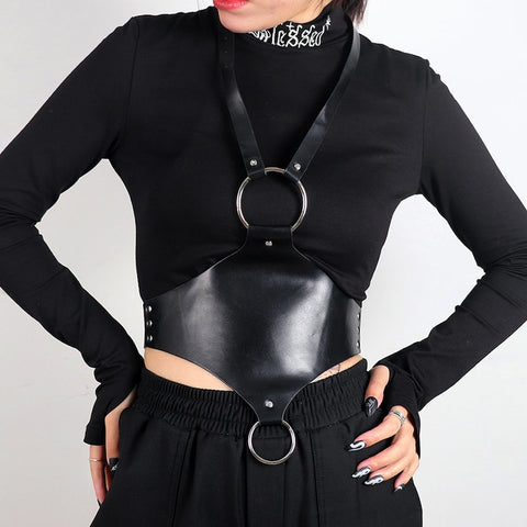 Punk Leather Belly Harness, Leahter Chest Harness